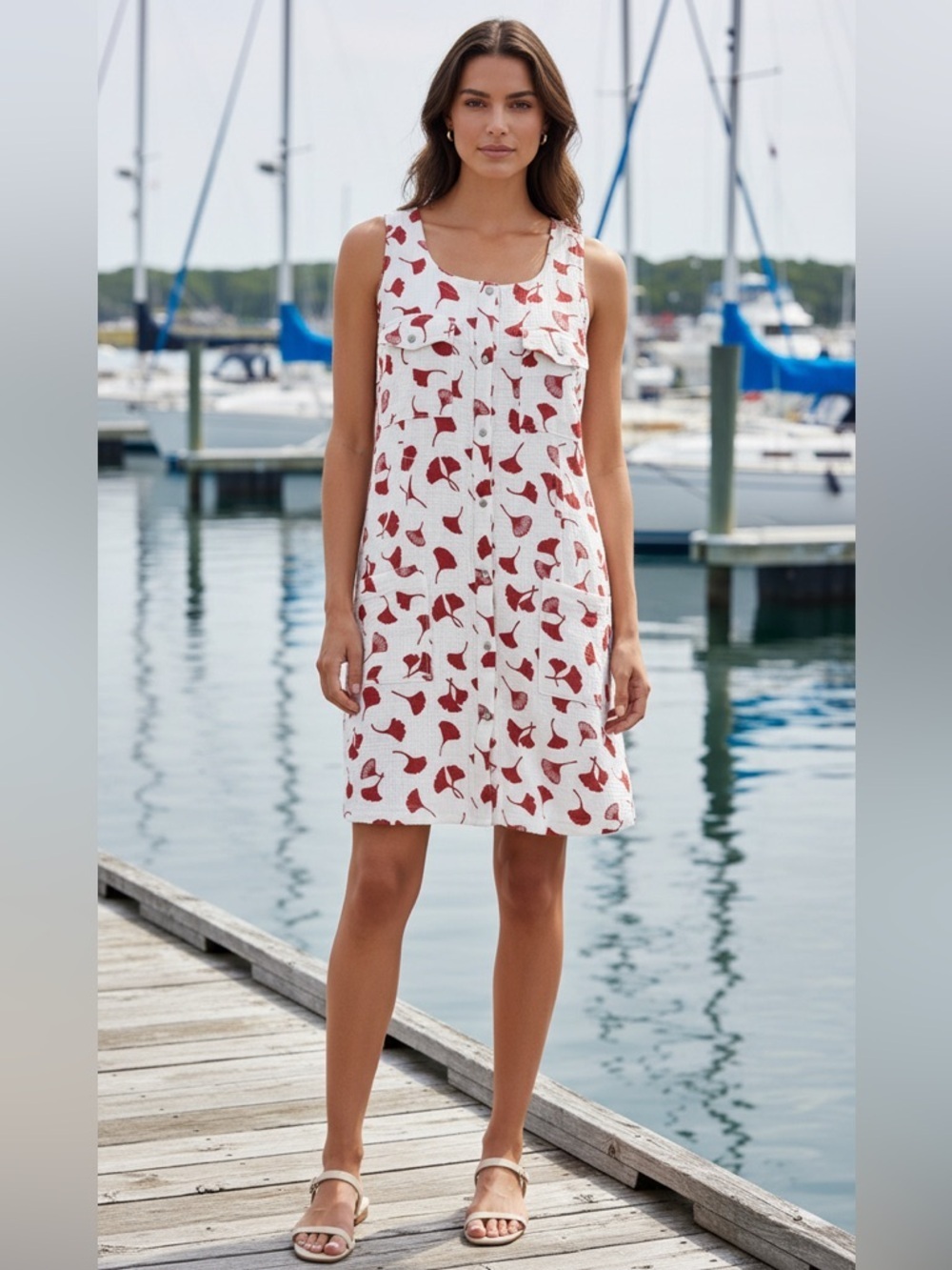 UNTUCKit Red and White Patterned Mini Dress